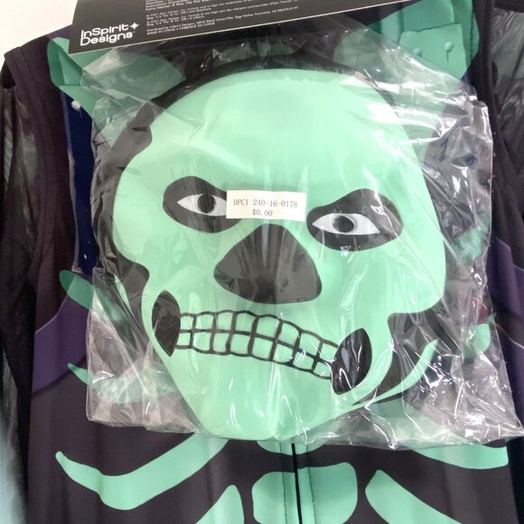 InSpirit Designs Kids' Fortnite Skull Trooper Green Halloween Costume M - Picture 4 of 10